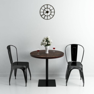 Masă bistro, MDF și oțel, rotundă, 80x75 cm, Cenușiu inchis - Img 2