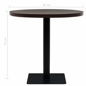 Masă bistro, MDF și oțel, rotundă, 80x75 cm, Cenușiu inchis - Img 5