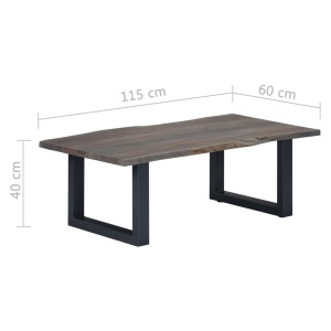 Masă cafea, muchii naturale gri 115x60x40 cm, lemn masiv acacia - Img 5