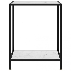 Masă consolă, alb, 60 x 35 x 75 cm, sticlă securizată - Img 2