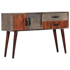 Masă consolă, gri, 120x35x75 cm, lemn masiv de mango nefinisat - Img 10
