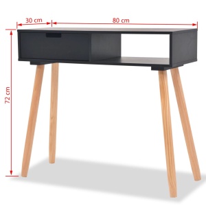 Masă consolă, lemn masiv de pin 80x30x72 cm, negru - Img 5