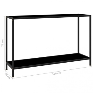 Masă consolă, negru, 120 x 35 x 75 cm, sticlă securizată - Img 5