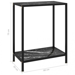 Masă consolă, negru, 60 x 35 x 75 cm, sticlă securizată - Img 5