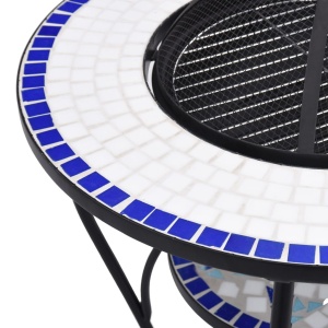 Masă cu vatră de foc, mozaic, albastru și alb, 68 cm, ceramică - Img 6