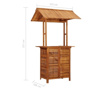 Masă de bar exterior cu acoperiș, 122x106x217 cm, lemn acacia - Img 9