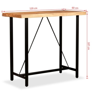 Masă de bar, lemn masiv de acacia, 120 x 60 x 107 cm - Img 10
