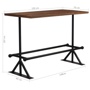 Masă de bar Lemn masiv reciclat Maro inchis 150x70x107 cm - Img 11