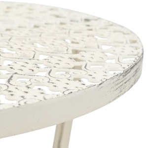 Masă de bistro stil vintage, metal, rotund, 40 x 70 cm, alb - Img 3