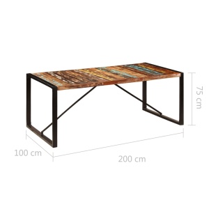 Masă de bucătărie, 200x100x75 cm, lemn reciclat de sheesham - Img 6