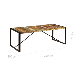 Masă de bucătărie, 220 x 100 x 75 cm, lemn masiv reciclat - Img 5