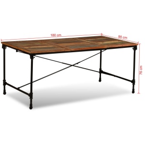 Masă de bucătărie din lemn masiv reciclat, 180 cm - Img 11