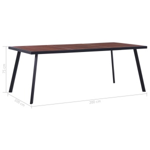 Masă de bucătărie, lemn inchis &amp; negru, 200 x 100 x 75 cm, MDF - Img 5