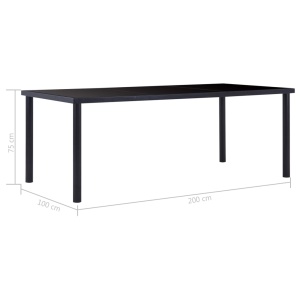 Masă de bucătărie, negru, 200 x 100 x 75 cm, sticlă securizată - Img 5