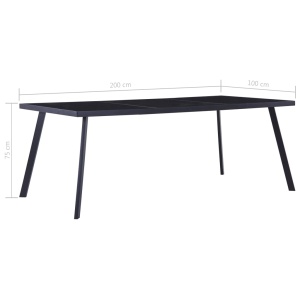Masă de bucătărie, negru, 200 x 100 x 75 cm, sticlă securizată - Img 5