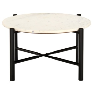 Masă de cafea alb 60x60x35 cm piatră naturală aspect marmură - Img 2