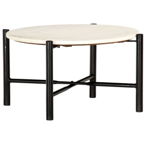 Masă de cafea alb 60x60x35 cm piatră naturală aspect marmură - Img 10