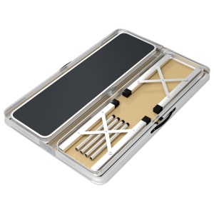 Masă de camping pliabilă cu 2 bănci, gri, aluminiu - Img 8