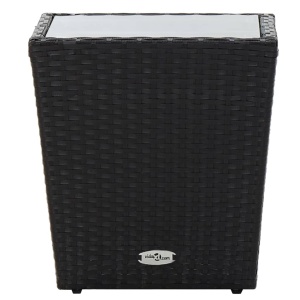 Masă de ceai negru 41,5x41,5x43 cm poliratan sticlă securizată - Img 2