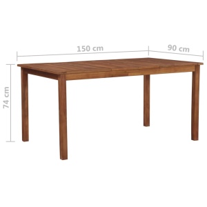 Masă de grădină, 150 x 90 x 74 cm, lemn masiv de acacia - Img 5