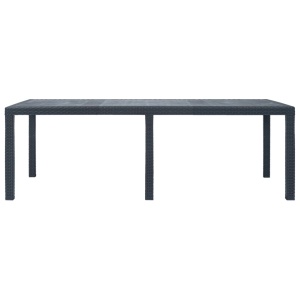 Masă de grădină, antracit, 220x90x72 cm , plastic, aspect ratan - Img 3