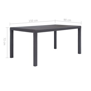 Masă de grădină, maro, 150x90x72 cm, plastic, aspect ratan - Img 5