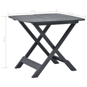 Masă de grădină pliabilă, antracit, 79 x 72 x 70 cm, plastic - Img 5