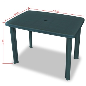 Masă de grădină, verde, 101 x 68 x 72 cm, plastic - Img 5
