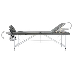 Masă de masaj cu 3 zone, cadru aluminiu, antracit, 186 x 68 cm - Img 8