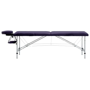Masă de masaj pliabilă, 2 zone, violet vin, aluminiu - Img 2