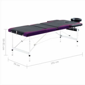 Masă de masaj pliabilă, 3 zone, negru și violet, aluminiu - Img 9