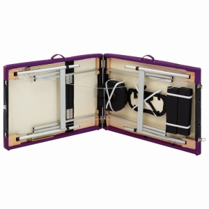 Masă de masaj pliabilă, 3 zone, negru și violet, aluminiu - Img 6