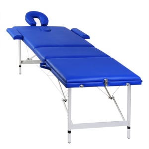 Masă de masaj pliabilă cadru din aluminiu 3 părți Albastru - Img 3