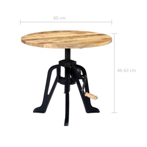 Masă laterală, 60 x (46-63) cm, lemn masiv de mango și fontă - Img 6