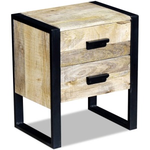 Masă laterală cu 2 sertare din lemn solid de mango, 43x33x51 cm - Img 3