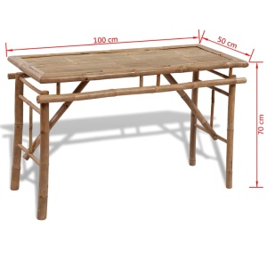 Masă pentru bere cu 2 bănci, 100 cm, bambus - Img 5