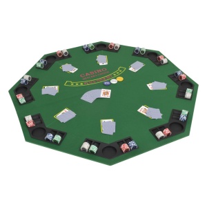 Masă poker pliabilă in două părți, 8 jucători, octogonal Verde