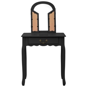 Masă toaletă cu taburet negru 65x36x128 cm lemn paulownia MDF - Img 4