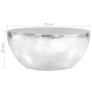 Măsuță cafea, argintiu, 70 x 30 cm, aluminiu bătut cu ciocanul - Img 9