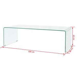 Măsuță cafea sticlă securizată 100 x 48 x 33 cm, transparentă - Img 5
