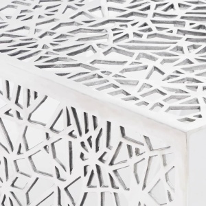 Măsuță de cafea cu design geometric, argintiu, aluminiu - Img 3