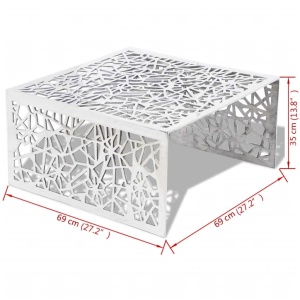 Măsuță de cafea cu design geometric, argintiu, aluminiu - Img 5