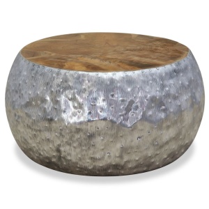 Măsuță de cafea din aluminiu și tec, 60 x 60 x 30 cm - Img 3