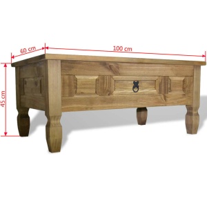 Măsuță de cafea stil Corona din pin mexican 100 x 60 x 45 cm - Img 5