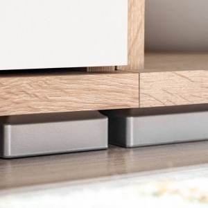 Mobilier sufragerie spațiu TV, lumini LED, Stejar Sonoma și Alb - Img 4