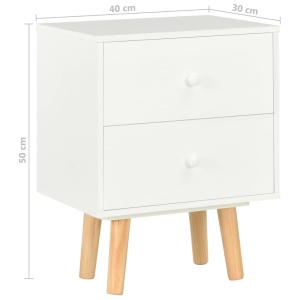 Noptiere, 2 buc., alb, 40 x 30 x 50 cm, lemn masiv de pin - Img 9