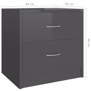 Noptiere, 2 buc., gri extralucios, 40 x 30 x 40 cm, PAL - Img 6
