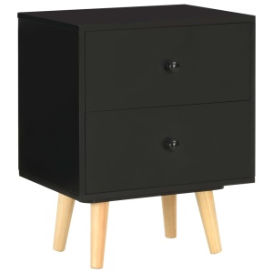 Noptiere, 2 buc., negru, 40 x 30 x 50 cm, lemn masiv de pin - Img 3