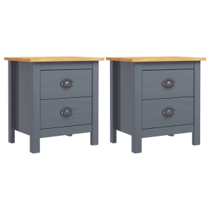 Noptiere Hill Range, 2 buc., gri, 46x35x49,5 cm, lemn de pin