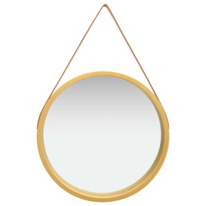 Oglindă de perete cu o curea, 60 cm, auriu
